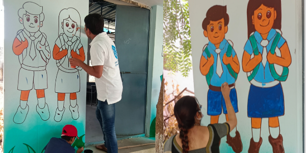 Educational Wall Painting at GHS Nallakunta School , Hyderabad.